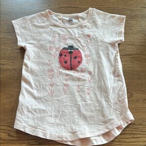Tea Collection size 4 Pink Short Sleeve Tee with Ladybug Graphic